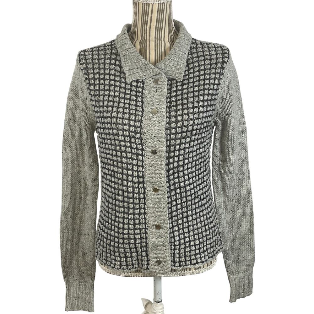 Cabi Style 3006 Gray Square Knit Snap Front Cardigan Size Small